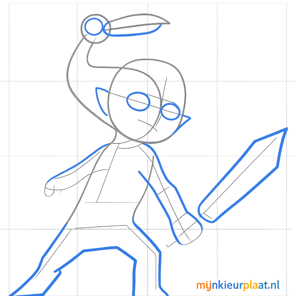 Dikkere vormen voor ledematen, een snavel voor de vogel en puntige elfenoren.