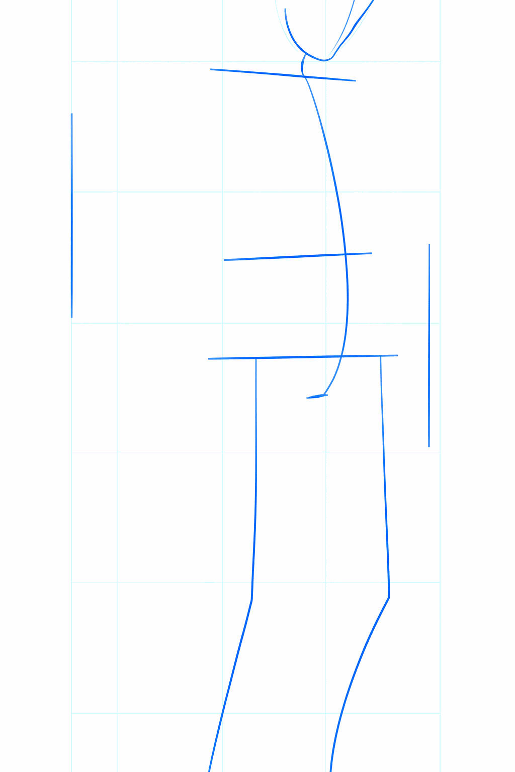 Basisvormen voor het hoofd en de lichaamslijn van Kakashi.