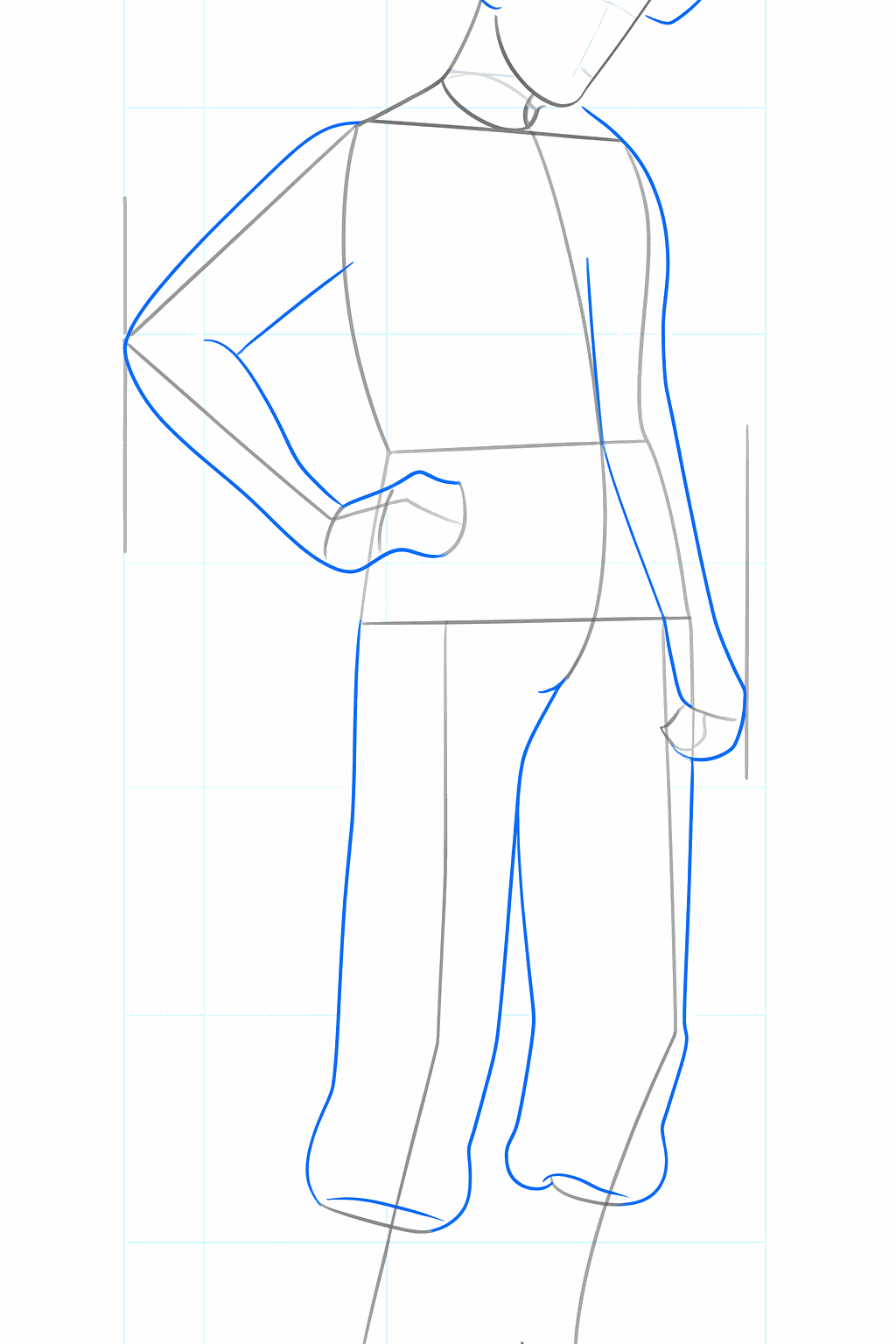 Dikkere vormen voor de ledematen van Kakashi Hatake.