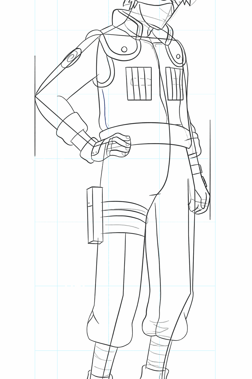 Details van de handen en voeten van de ninja.