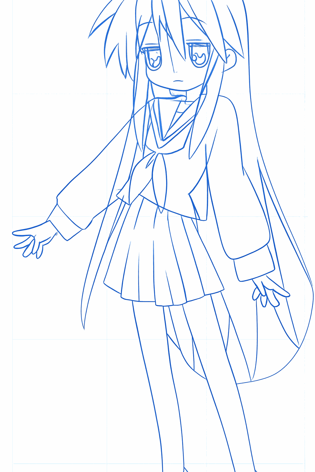 Pupillen en details van de kleding tekenen.