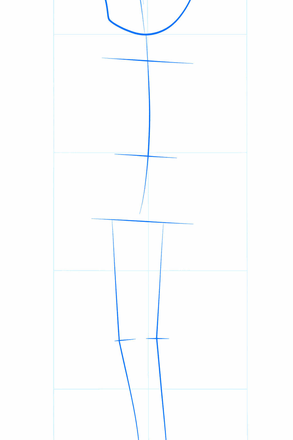 Basisvorm van het hoofd met een middellijn voor de balans.