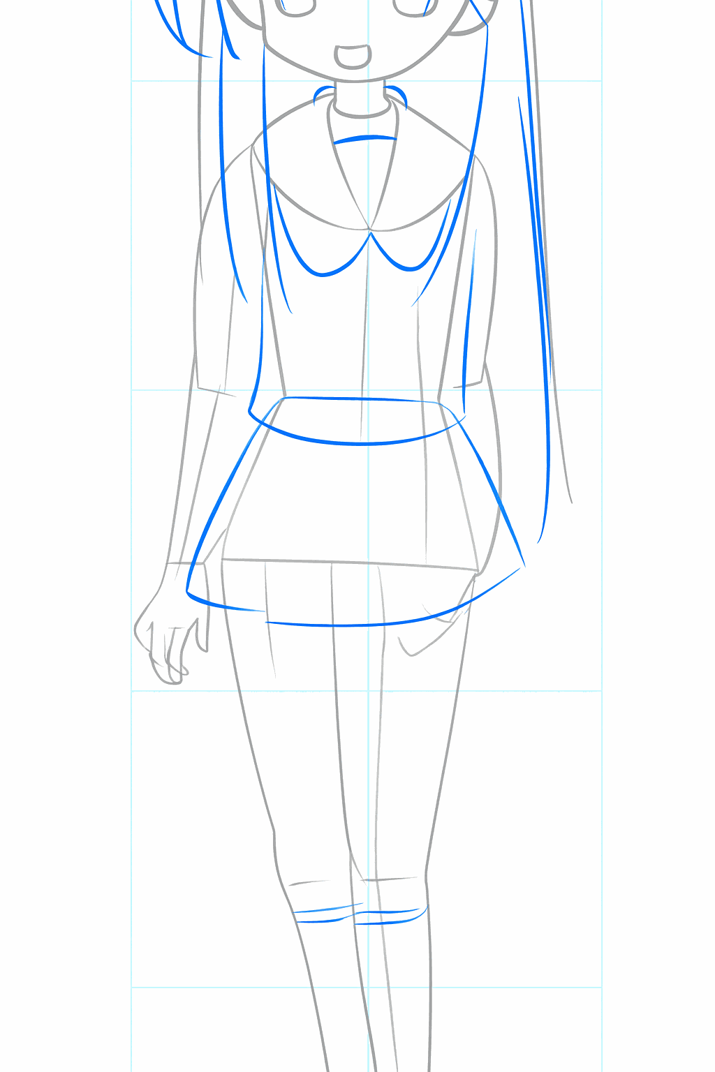 Ogen in het gezicht en lange paardenstaarten aan de zijkant van het hoofd.