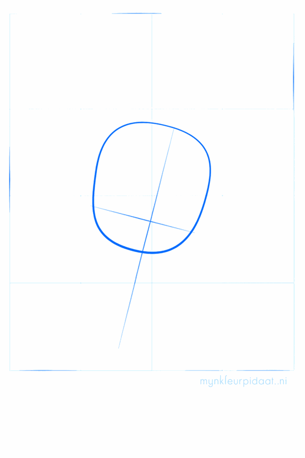 Een cirkel met hulplijnen voor het hoofd van Pikachu.