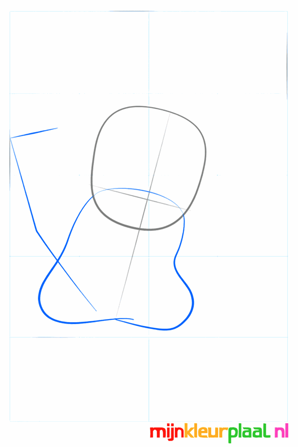 Een groter ovaal onder het hoofd voor het lichaam van Pikachu.