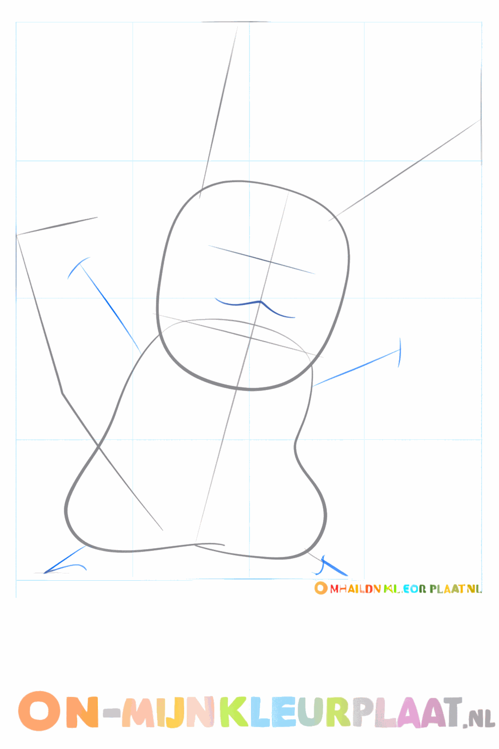 Lange oren en een gebogen lijn voor de staart van de Pokémon.