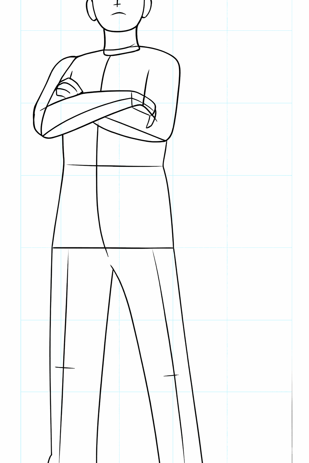 Vormen van de kleding en de ledematen van de ninja.