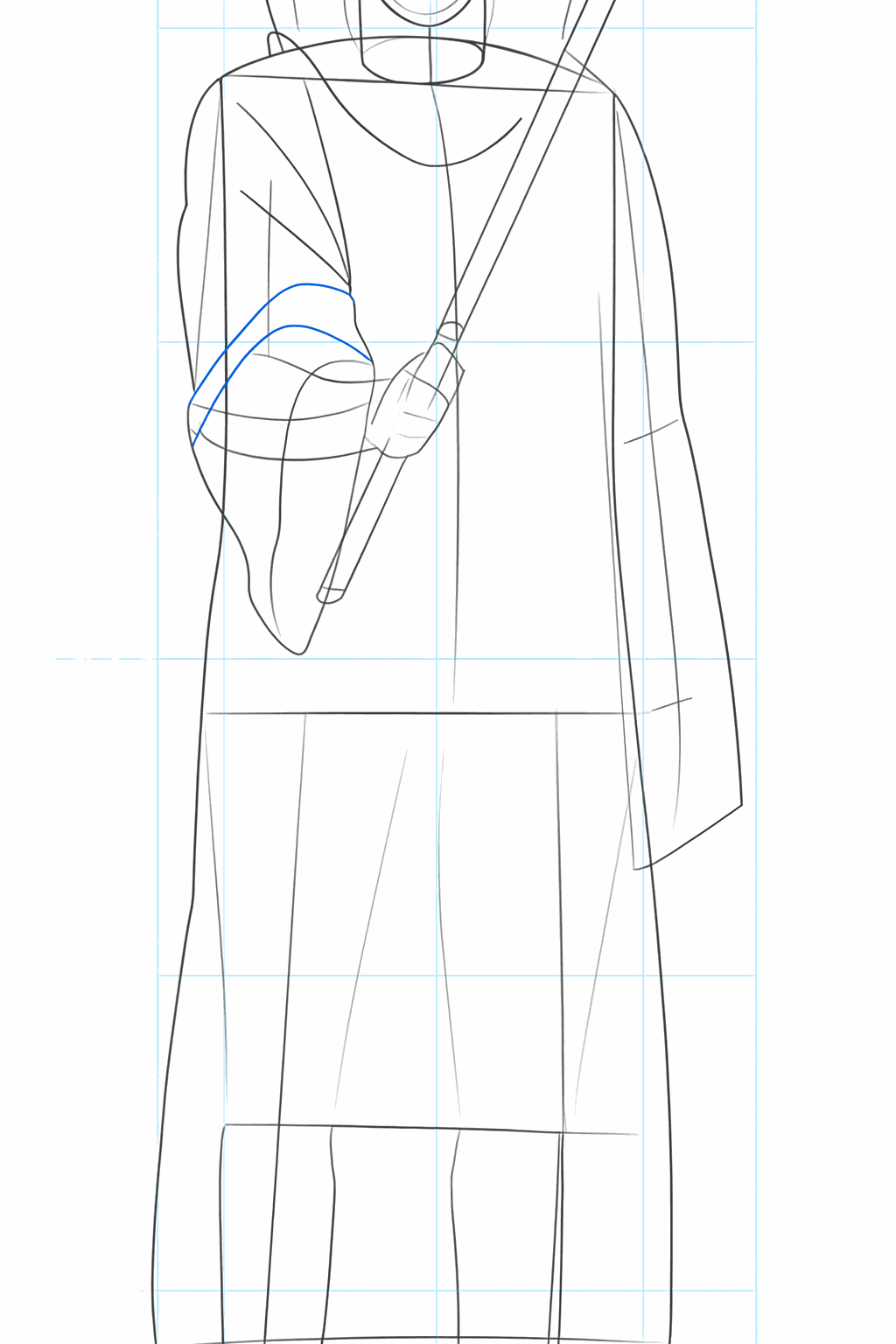 Details van het haar en het symbool op de ninja-hoofdband.