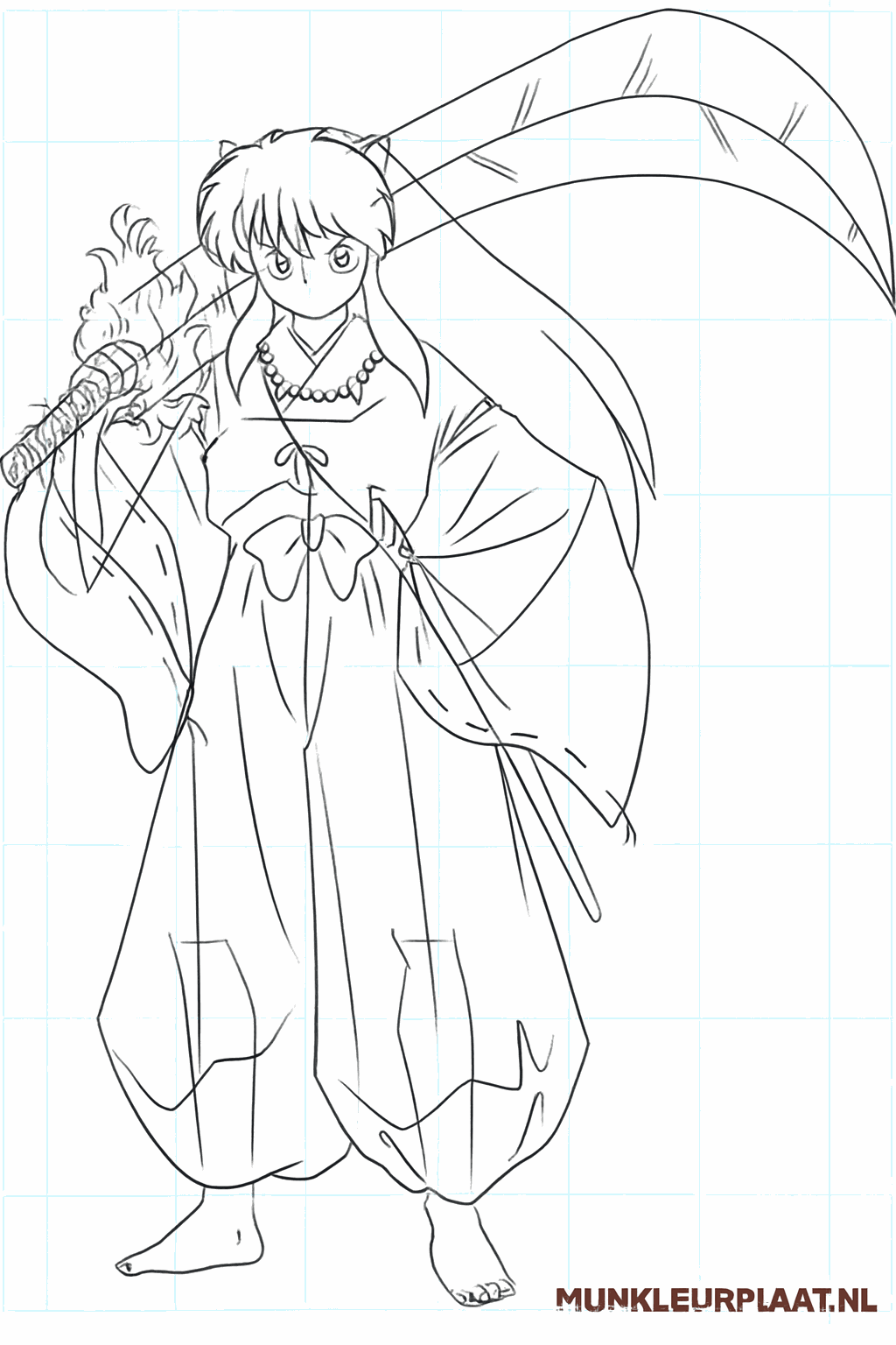 Details van de handen, voeten en de puntige kapsel van de held.