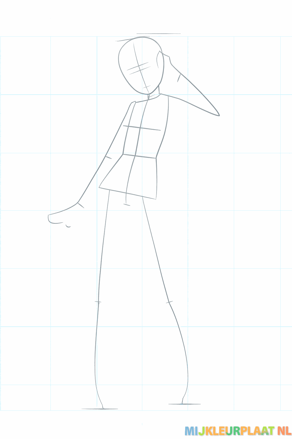 Hulplijnen voor de armen en benen in een staande houding.