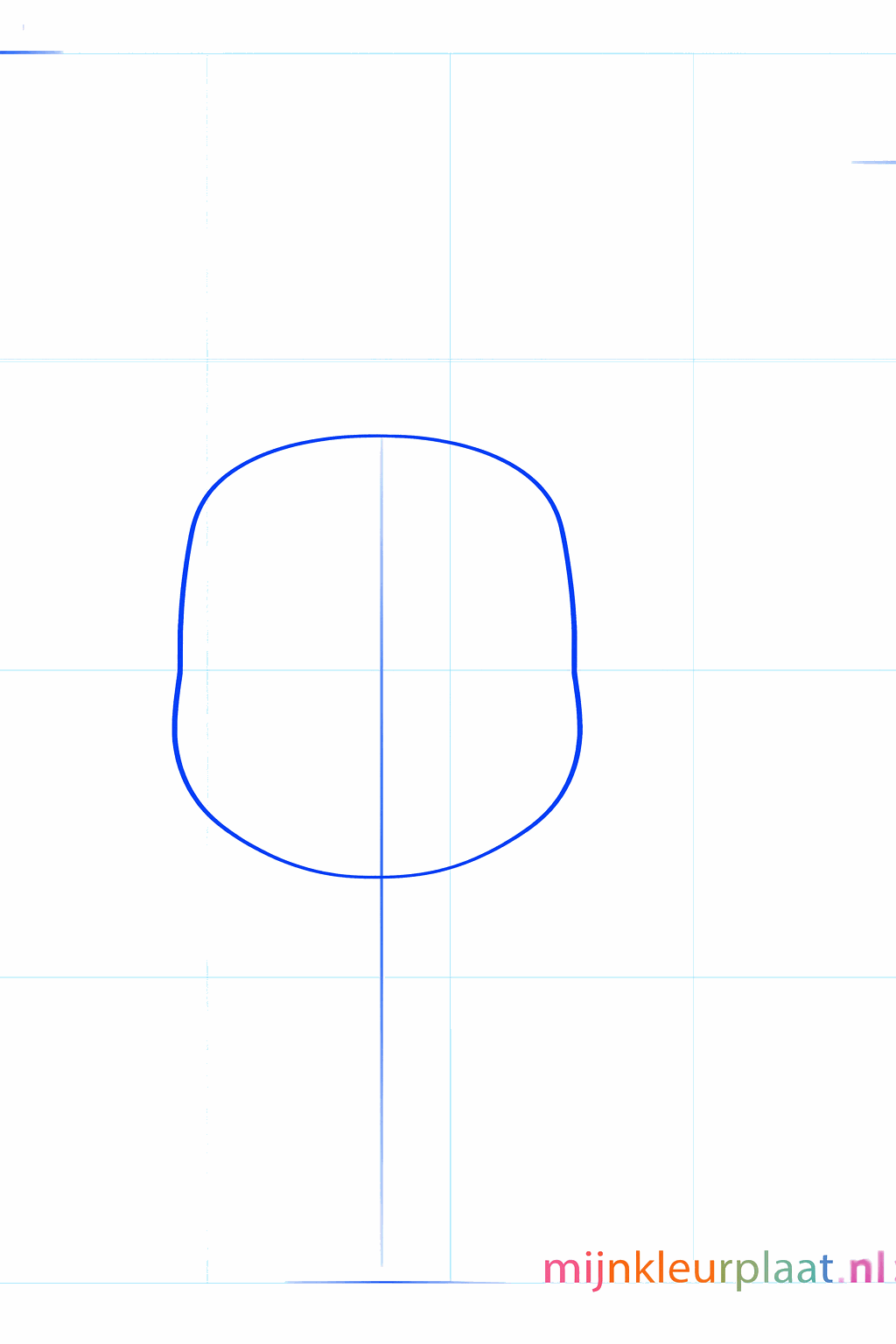 Teken een cirkel met een schuine lijn voor het hoofd van Eevee.