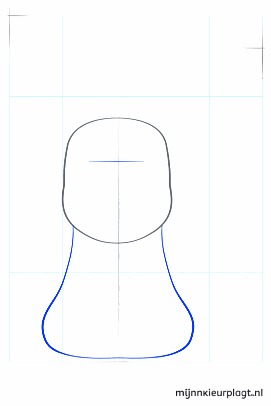 Voeg een ovaal lijfje toe onder het hoofd van de Pokémon.