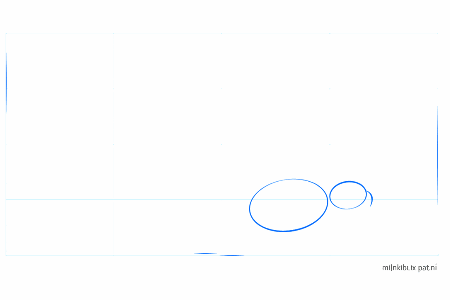 Basisvormen van een visarend met een kleine cirkel en een grote ovaal.