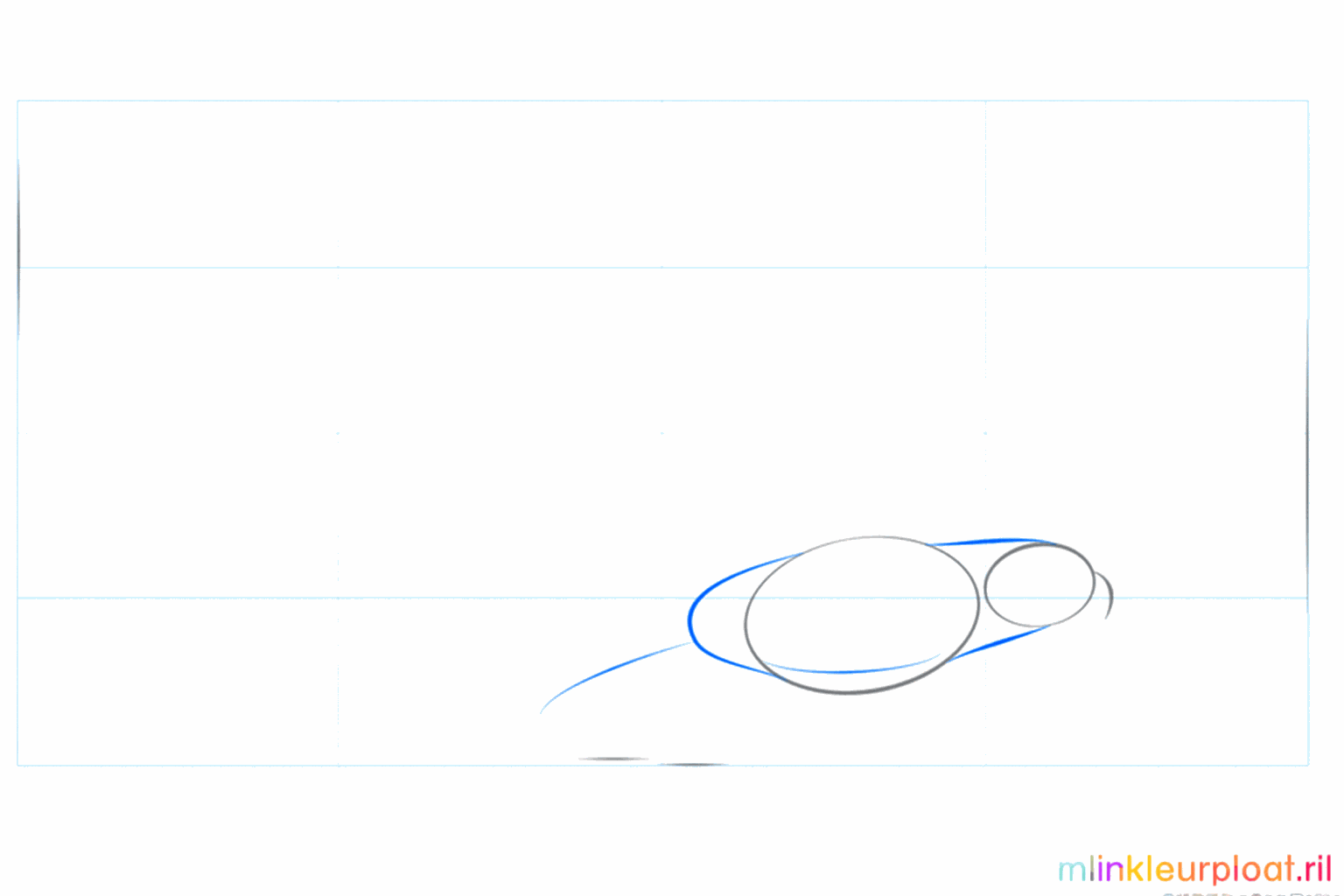 Hulplijnen voor de nek en de staart van de vogel.