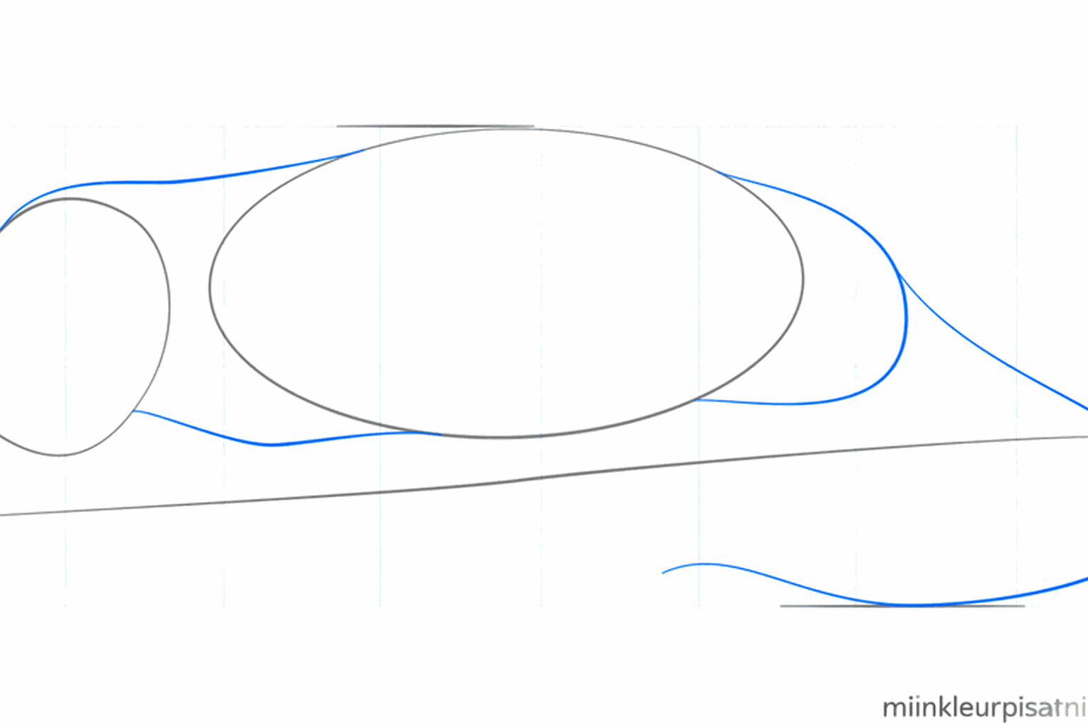 De vormen van de nek en een lange gebogen lijn voor de staart van de buidelrat.