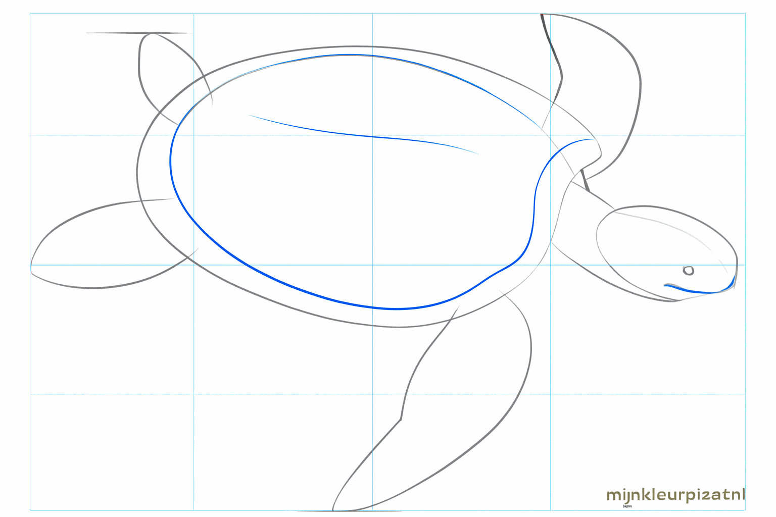 Details van de bek en een extra lijn langs de onderkant van het schild.