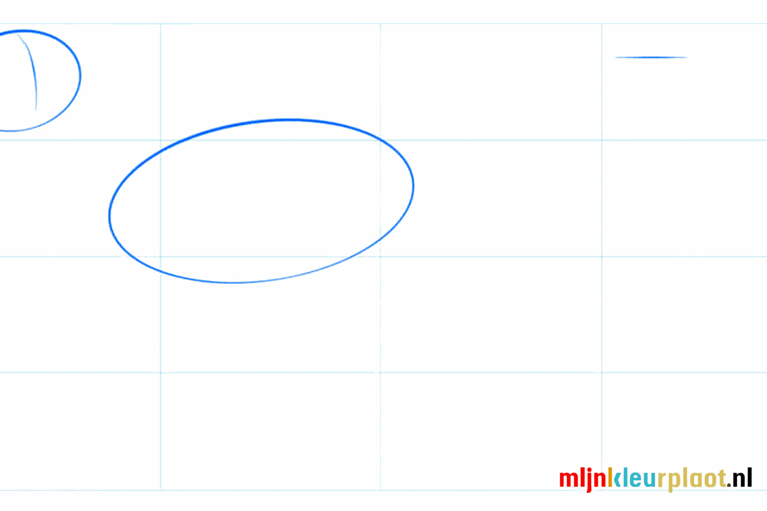 Twee basisvormen: een kleine cirkel en een grote liggende ovaal voor de basis van de zeeotter.