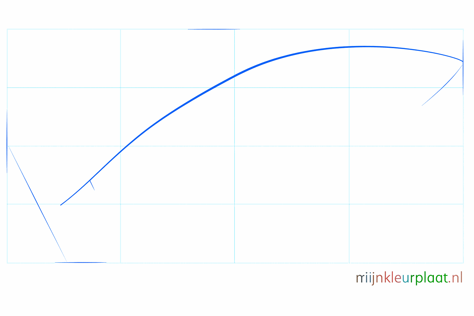 Een horizontaal en verticaal kruis als hulplijnen voor de haai.