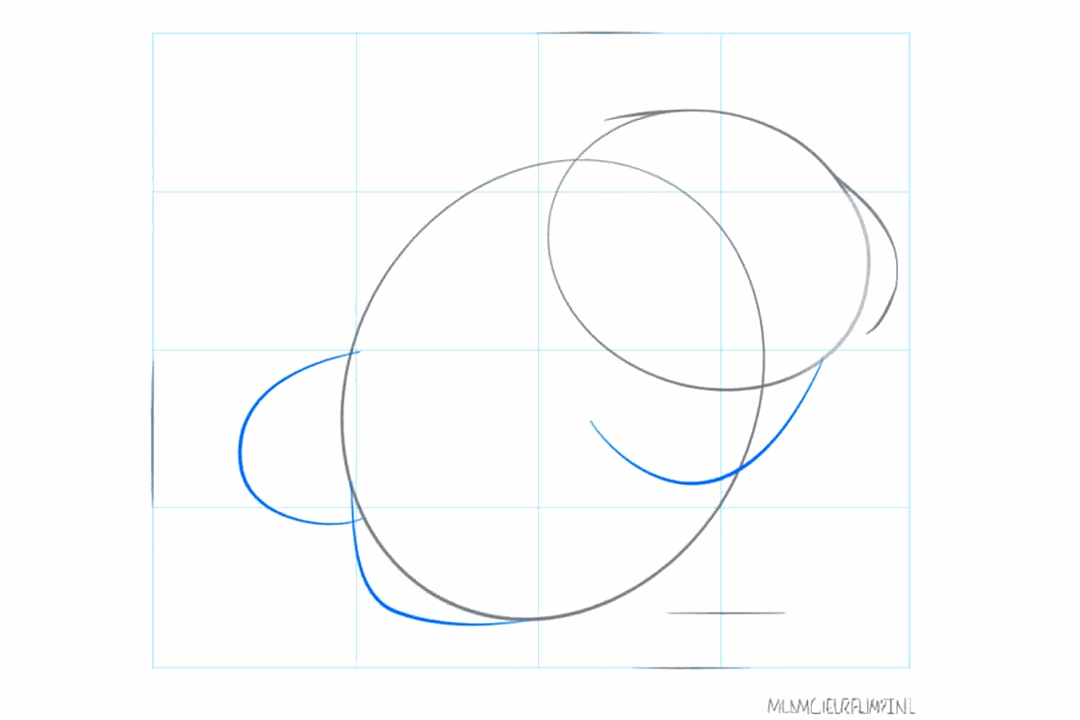 De omtrek van het lijfje met een lange lijn voor de staart.